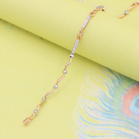 "Elegant Infinity Link Rose Gold & Silver Bracelet with Crystals, XPBL0849 - Picture 5 of 12